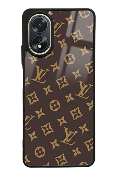 Spoyi Oppo A38 Kahverengi LV Tasarımlı Glossy Telefon Kılıfı