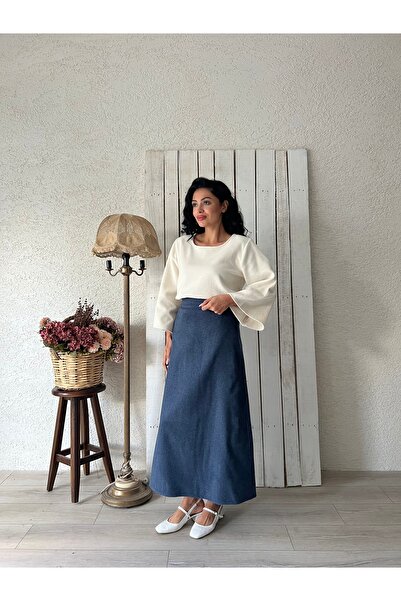 KÜÇÜĞÜM BUTİK Indigo Blue Long Skirt