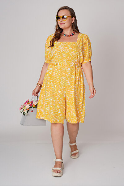 Büyük Moda Short Viscous Jumpsuit - Patterned