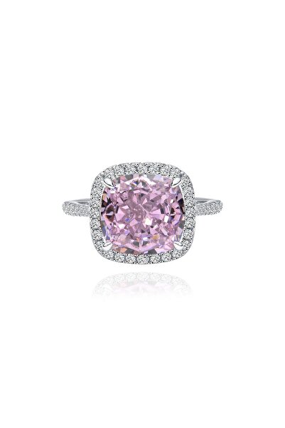 PEMBE CUSHION CUT TAŞLI GÜMÜŞ YÜZÜK-15