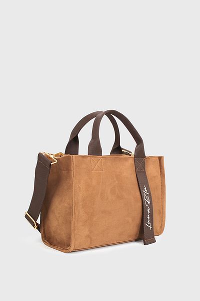 LUNABLU Women's Suede Handle Detailed Cross Strap Hand and Shoulder Bag