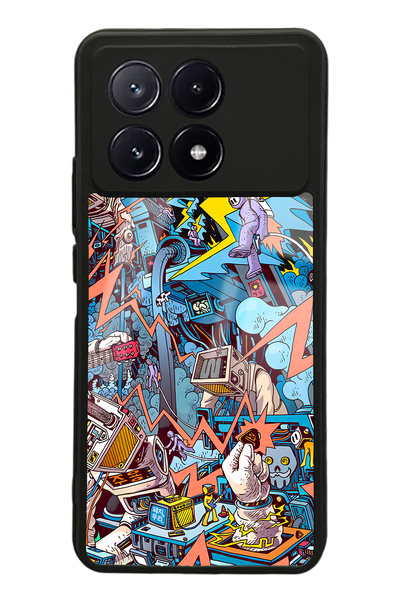 Spoyi حافظة هاتف لامعة بتصميم آلة ريترو لهاتف Xiaomi Poco X6 Pro