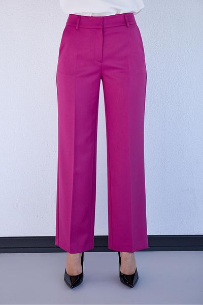 Masha Kate Straight Cut Fuchsia Fabric Trousers