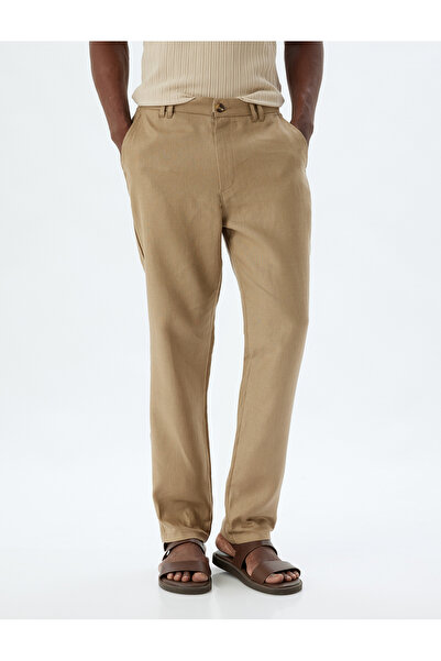 Koton Λινά παντελόνια Chino Slim Fit - Λεπτομέρεια τσέπης με κουμπιά