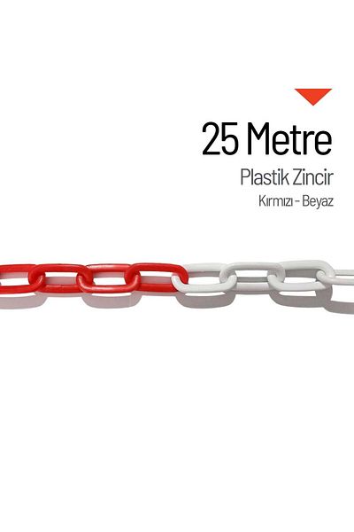 İleri Trafik سلسلة بلاستيك احمر-ابيض 25 م
