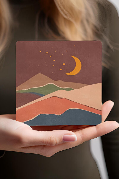 Pinecone Bohemian, Minimalist Abstract Stone Coasters Desktop Protective Coasters Set of 4 10x10cm