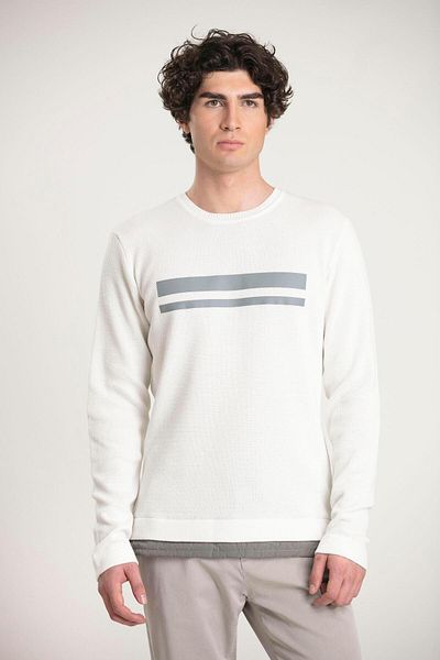 GMG FIRENZE Men's Sweater with Crew Neck Slit Detail