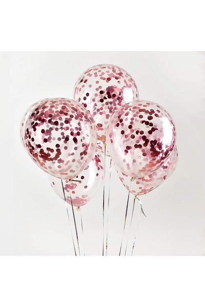 Paparti 20 Pieces - Transparent Balloon Birthday and Party Balloons with Rose Gold Confetti