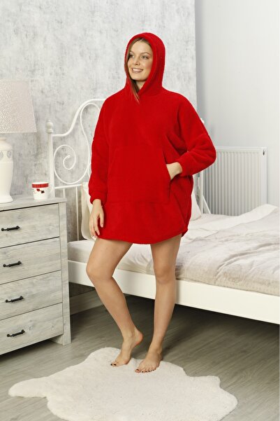PİJAMORE Valentine's Day - Soft and Warm Welsoft Plush Fleece Poncho Blanket Wearable Winter Pajamas