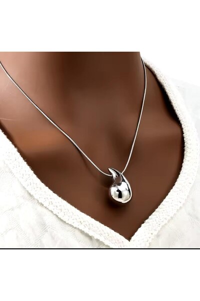 YASİN TOPÇU قلادة فضية من الفولاذ مقاس 45 سم