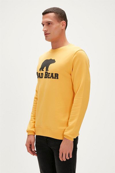 Bad Bear طاقم الرقبة الخردل المطبوعة البلوز الرجال