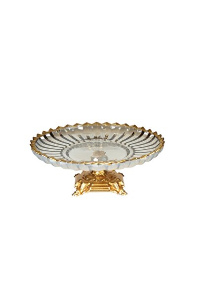 Asey Home Ayaklı Cam Servis Tabağı Konsol Süsü Meyvelik