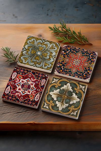 Pinecone الوقايات الحجرية بنمط الأكواب الواقية لسطح المكتب مكونة من 4 قطع مقاس 10 × 10 سم الوقايات الحجرية Sc498