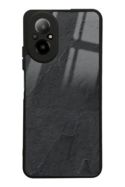 Spoyi Oppo Realme 12 Lite Siyah Mermer Tasarımlı Glossy Telefon Kılıfı