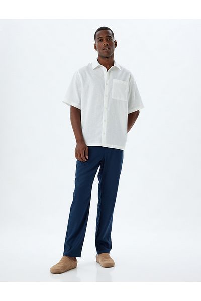 Koton Chino-Hose aus Leinenmischung – Taschendetail und Knopfleiste
