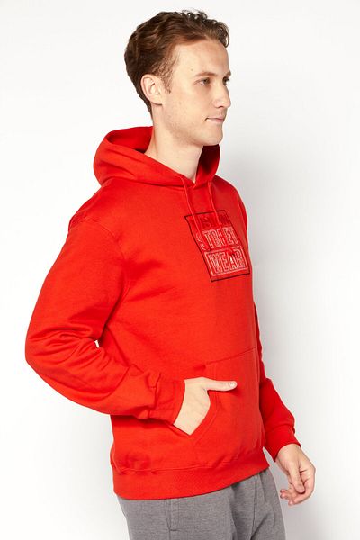 Vision Street Wear Men Hooded Neck Embroidered Logo Long Sleeves Sweatshirt, Scarlet