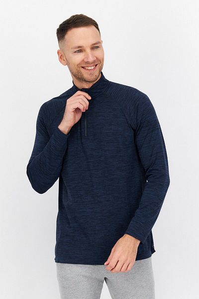 Lyle & Scott Men Mock Neck Heather Long Sleeve Sweatshirts, Navy