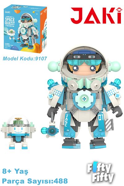 Vagonlife Jaki Space Quest Blue Astronaut - 488 Piece Toy Building Set