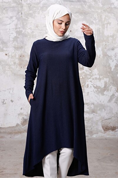 Bestenur Асиметрична туніка 1253 - Lacivert