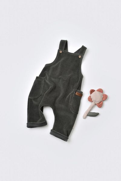 BabyCosy Salopeta Velvet cu bretele  Antracit, BabyCosy, 6-9 luni