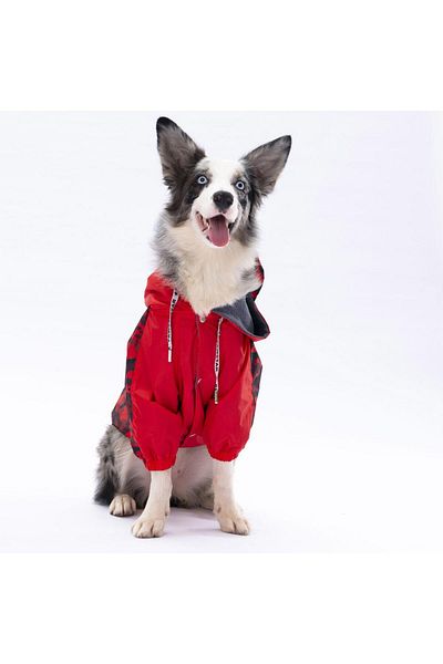 Pawstar Red Dijon Large Breed Dog Jumpsuit Raincoat Dog Raincoat Dog Outfit Dog Dress