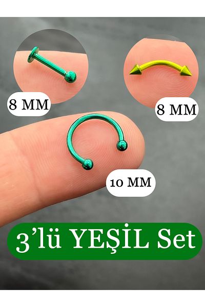 Karınca Piercing Green Piercing Set of 3