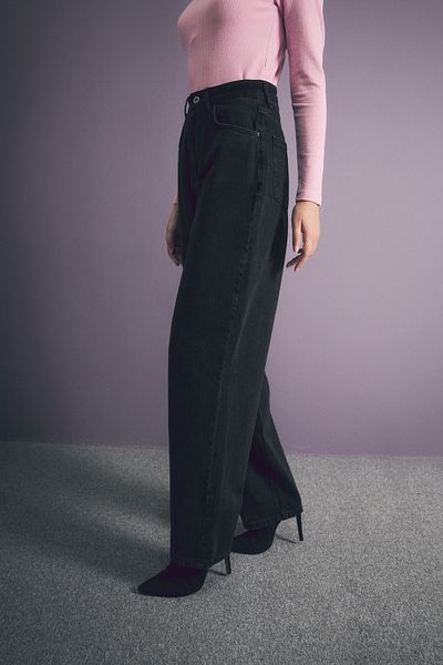 Fulla Moda Palazzo Jean με αγκράφα στη μέση με φερμουάρ