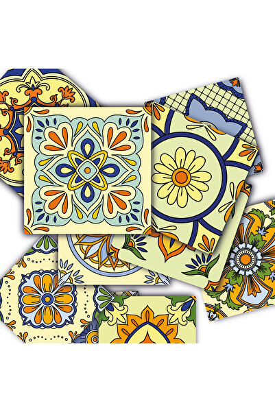 TİNK Kendinden Yapışkanlı Sarı Tile Desenli Pvc Karo 15x15 Cm 10'lu Paket