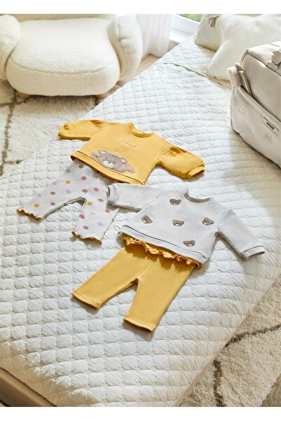 MAYORAL Yellow 4-Piece Set for Baby Girl - Top and Bottom Set 2786