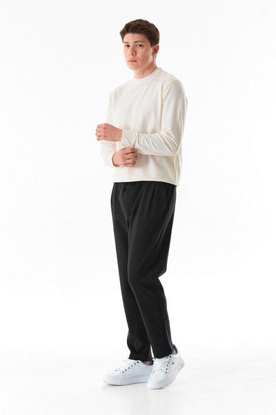 Fulla Moda Pantaloni de sport cu șireturi în talie cu nasturi