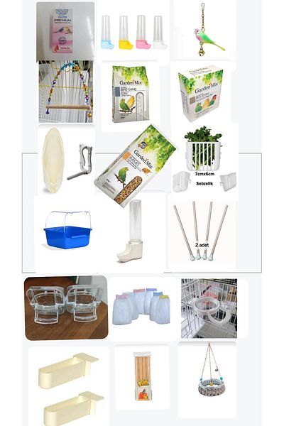 polat pet Budgie Cage Equipment Starter Set 22 Pieces. You Won'T Be Missing