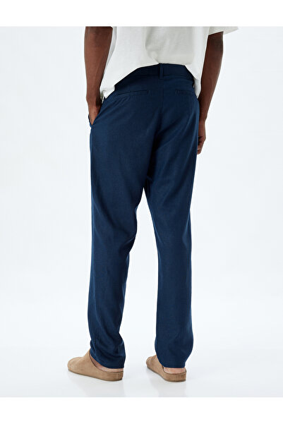Koton Keten Karışımlı Pantolon Chino Cep Detaylı Düğmeli