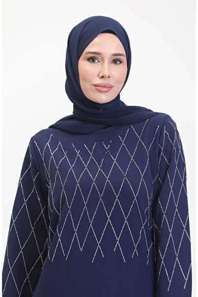 sefamerve Detailní večerní šaty z námořnické modré - 0525-04