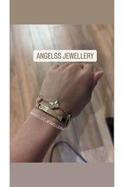 ANGELSS JEWELLERY İkili Kombin Gold Bileklik Marka Model Kelepçe Bileklik * (...