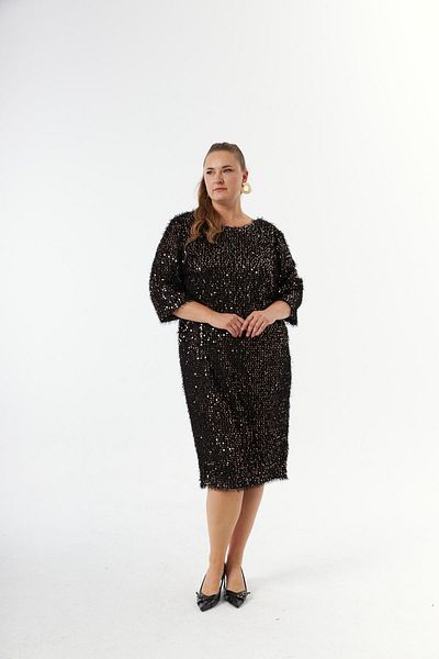 RMG Plus Size Sequin Sequin Melted Evening Dress Bronze