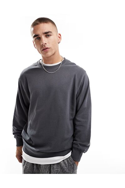MAXIMILLIAN Ανδρικό Χειμερινό Καπνιστό Χρώμα Φαρδύ Φούτερ - Crew Neck
