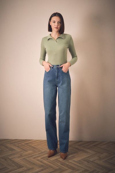 Fulla Moda Palazzo Jean με αγκράφα στη μέση με φερμουάρ