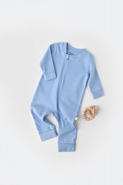 BabyCosy Salopeta cu fermoar cu maneca lunga si pantaloni lungi Bleu, BabyCosy, 12-18 luni