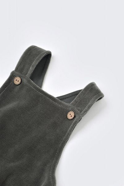BabyCosy Salopeta Velvet cu bretele  Antracit, BabyCosy, 6-9 luni