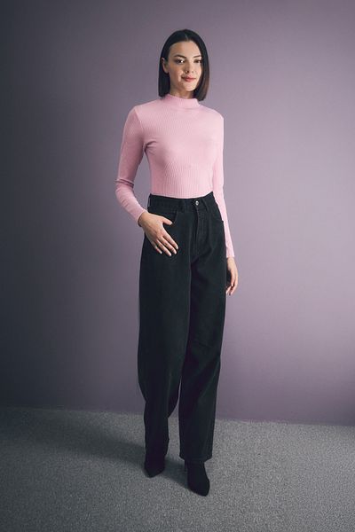 Fulla Moda Palazzo Jean με αγκράφα στη μέση με φερμουάρ