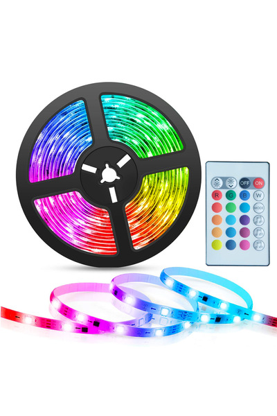 UpWay RGB Şerit Led 5 Metre Silikonlu Su Geçirmez Kesilebilir Bluetoothlu Müz...