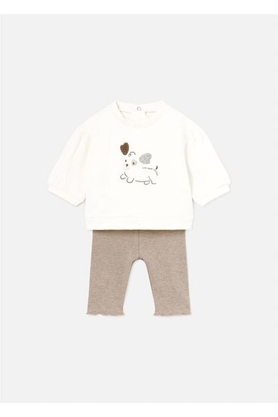 MAYORAL Brown Baby Girl 4-Piece Set - Lower and Upper Set 2786