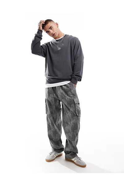 MAXIMILLIAN Ανδρικό Χειμερινό Καπνιστό Χρώμα Φαρδύ Φούτερ - Crew Neck