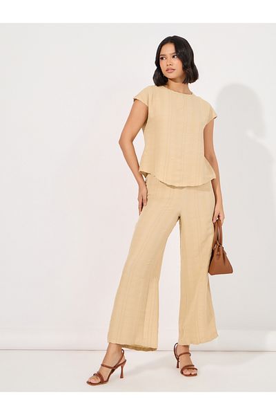 Styli Textured Top & Wide Leg Pants Modest Set