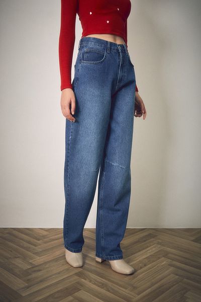 Fulla Moda Blugi Palazzo cu cataramă în talie cu fermoar