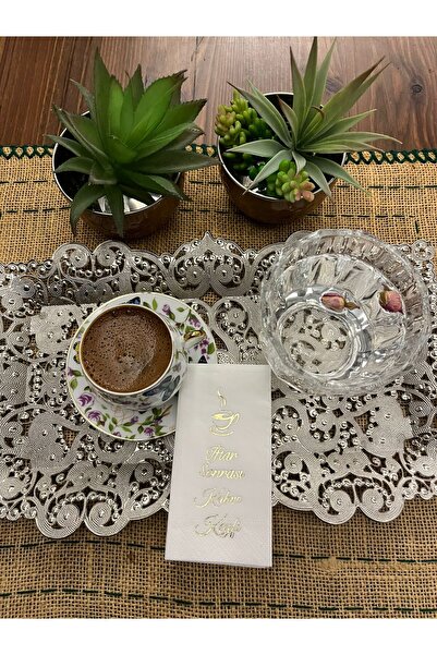 kidspartim Gold Yaldızlı Beyaz İftar Sonrası Kahve Keyfi Peçete 6x12 cm