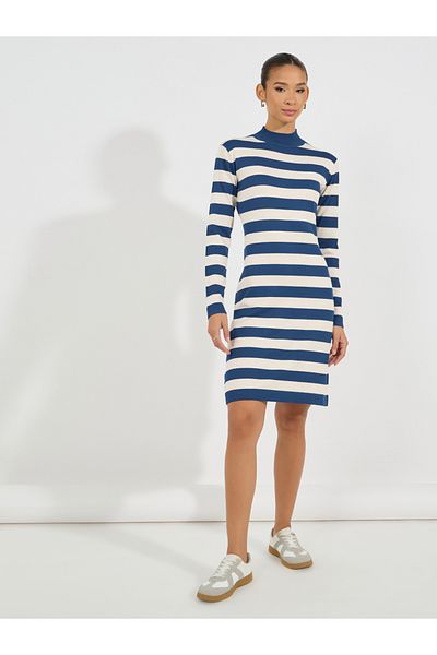 Styli Striped Sweater Knee Length Dress
