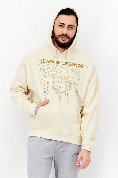 League of Legends x Difuzed Men Graphic Long Sleeves Hoodie, Beige