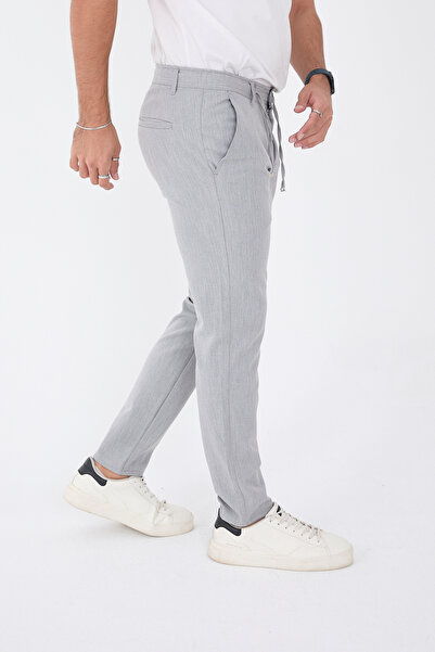 BROCARD Erkek Kışlık Jogger Slimfit Bel Yarım Lastikli Gri Kumaş Pantolon