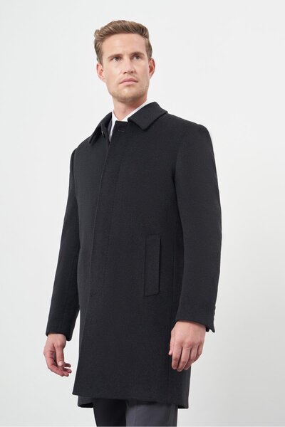 İmza Темно-антрацитовий 110 см Каше Прямий спинний капітон Підкладка Comfort Fit Classic Вовняне пальто 1005245154